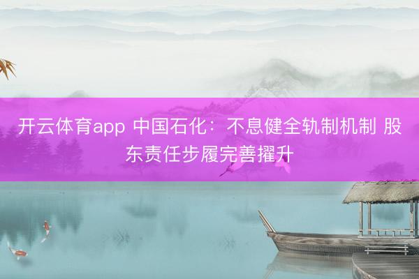 开云体育app 中国石化：不息健全轨制机制 股东责任步履完善擢升