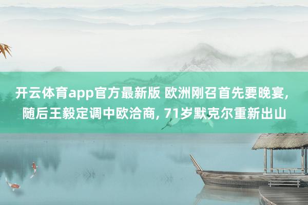 开云体育app官方最新版 欧洲刚召首先要晚宴， 随后王毅定调中欧洽商， 71岁默克尔重新出山
