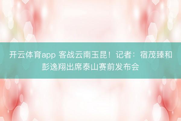 开云体育app 客战云南玉昆！记者：宿茂臻和彭逸翔出席泰山赛前发布会