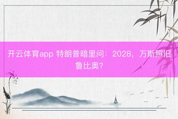 开云体育app 特朗普暗里问:2028,万斯照旧鲁比奥?