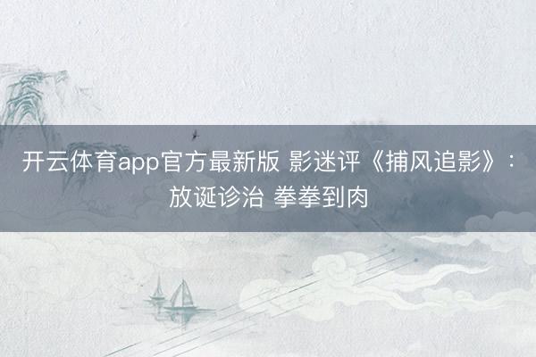 开云体育app官方最新版 影迷评《捕风追影》：放诞诊治 拳拳到肉