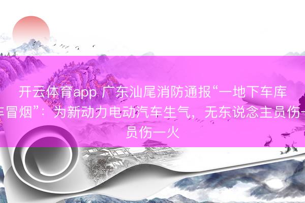 开云体育app 广东汕尾消防通报“一地下车库小车冒烟”：为新动力电动汽车生气，无东说念主员伤一火