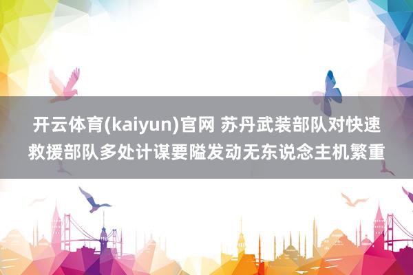 开云体育(kaiyun)官网 苏丹武装部队对快速救援部队多处计谋要隘发动无东说念主机繁重