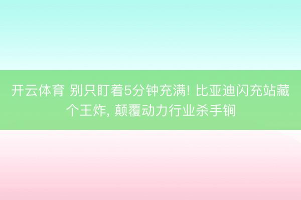 开云体育 别只盯着5分钟充满! 比亚迪闪充站藏个王炸， 颠覆动力行业杀手锏