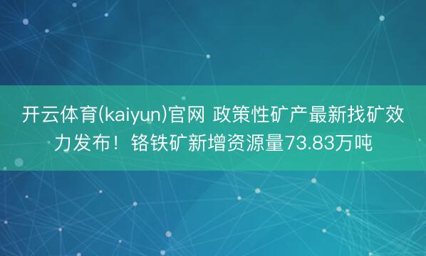 开云体育(kaiyun)官网 政策性矿产最新找矿效力发布！铬铁矿新增资源量73.83万吨